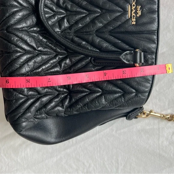 Coach Black Quilted Satchel with Gold Chain
